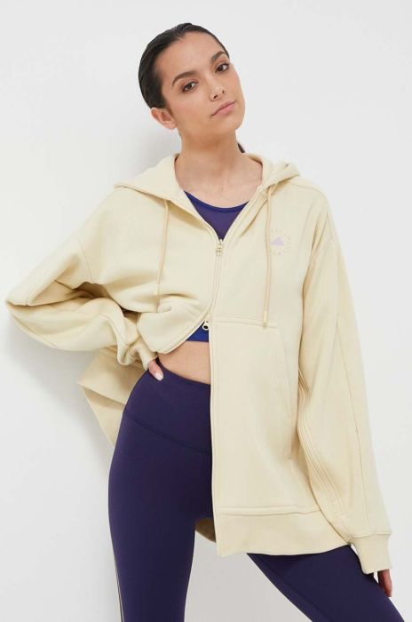 Кофта adidas by Stella McCartney колір жовтий з капюшоном однотонна