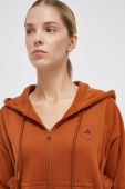 Кофта adidas by Stella McCartney колір коричневий з капюшоном однотонна