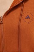 Кофта adidas by Stella McCartney колір коричневий з капюшоном однотонна