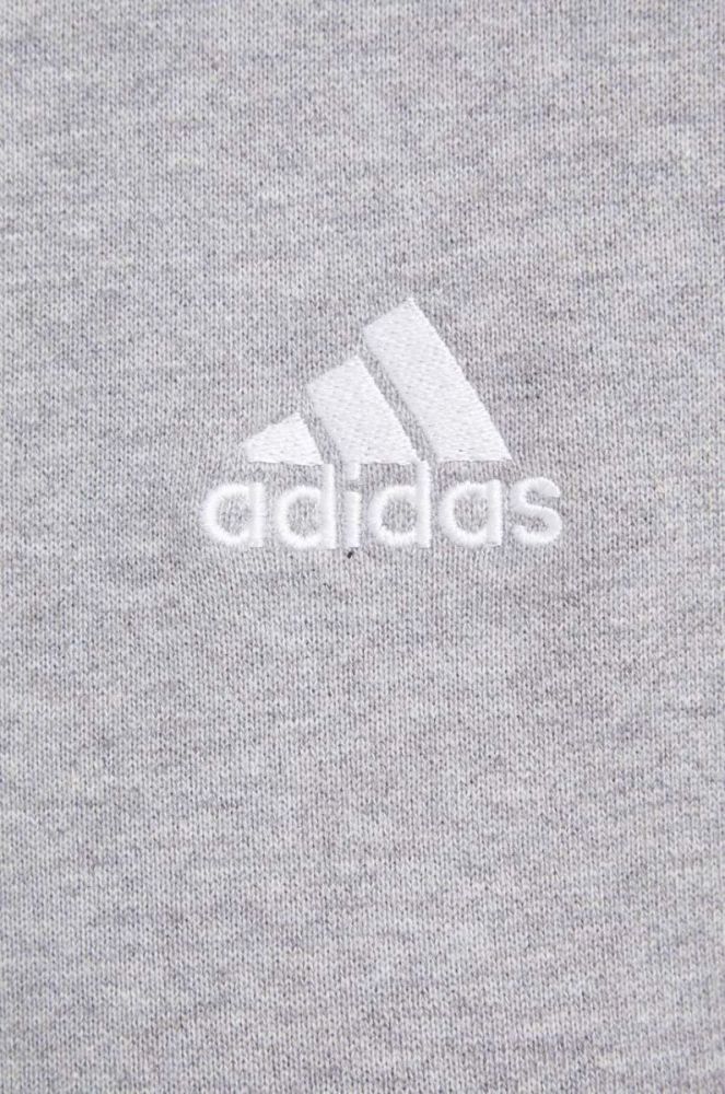 Бавовняна кофта adidas жіноча колір сірий з капюшоном меланж фото 6