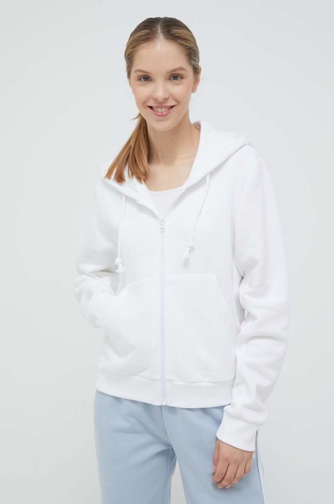 Кофта adidas жіноча колір білий з капюшоном однотонна (3305775)