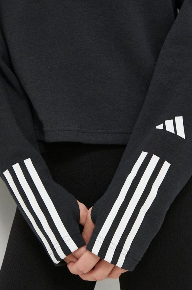 Тренувальна кофта adidas Performance колір чорний з капюшоном з принтом (3559367) фото 5