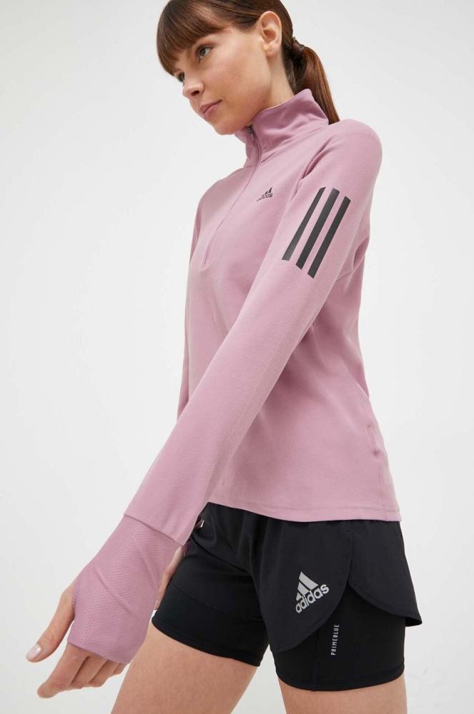 Кофта для бігу adidas Performance Own the Run колір рожевий з принтом (3488051)