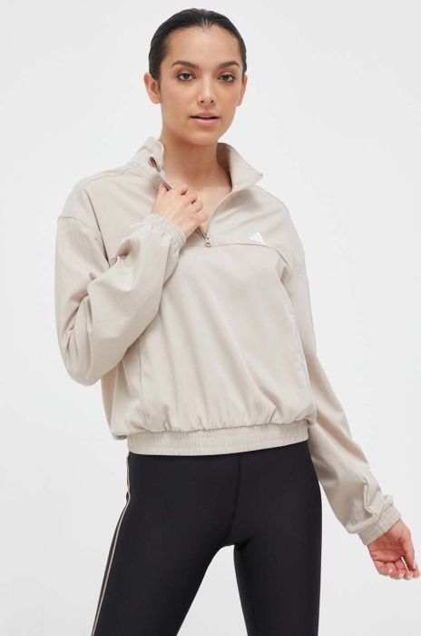 Тренувальна кофта adidas Performance Training Essentials колір бежевий однотонна