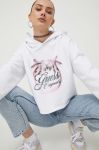 Кофта Guess Originals жіноча колір білий з капюшоном з принтом Кофта Guess Originals жіноча колір білий з капюшоном з принтом