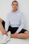 Бавовняна кофта The North Face жіноча з капюшоном однотонна колір блакитний Бавовняна кофта The North Face жіноча з капюшоном однотонна колір блакитний