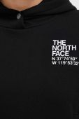 Бавовняна кофта The North Face жіноча колір чорний з капюшоном з принтом (3522899)