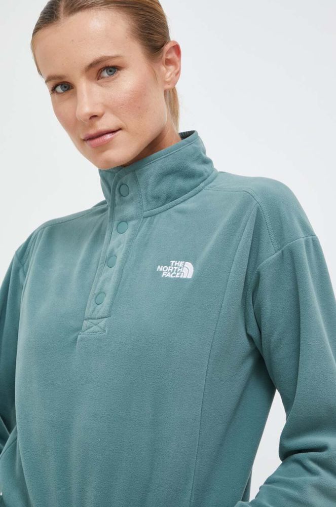 Спортивна кофта The North Face Homesafe Snap Neck колір зелений однотонна