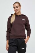 Бавовняна кофта The North Face жіноча колір коричневий з капюшоном з принтом