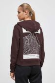 Бавовняна кофта The North Face жіноча колір коричневий з капюшоном з принтом