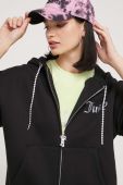 Кофта Juicy Couture жіноча колір чорний з капюшоном з аплікацією (3601089)