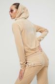 Кофта Juicy Couture жіноча колір коричневий з капюшоном з аплікацією