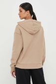 Бавовняна кофта Armani Exchange жіноча колір бежевий з капюшоном з аплікацією