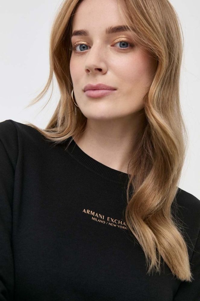 Кофта Armani Exchange жіноча колір чорний з принтом (3461675) фото 4