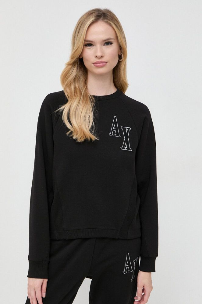 Кофта Armani Exchange жіноча колір чорний з аплікацією (3495974)