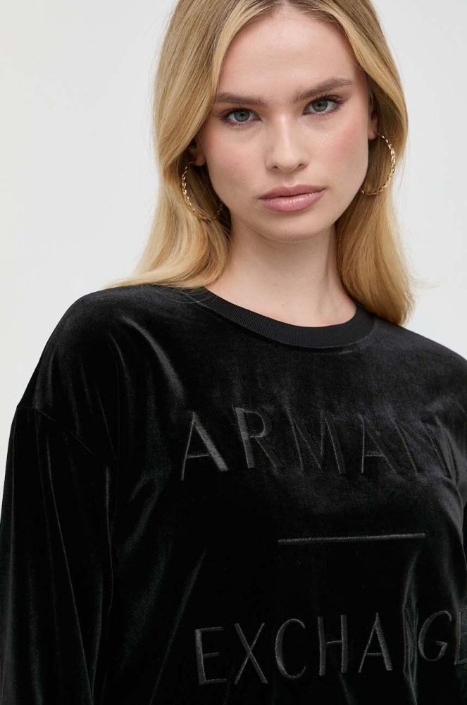 Кофта Armani Exchange жіноча колір чорний з аплікацією (3503624)