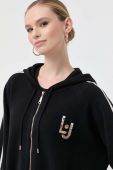 Кофта Liu Jo жіноча колір чорний з капюшоном з аплікацією