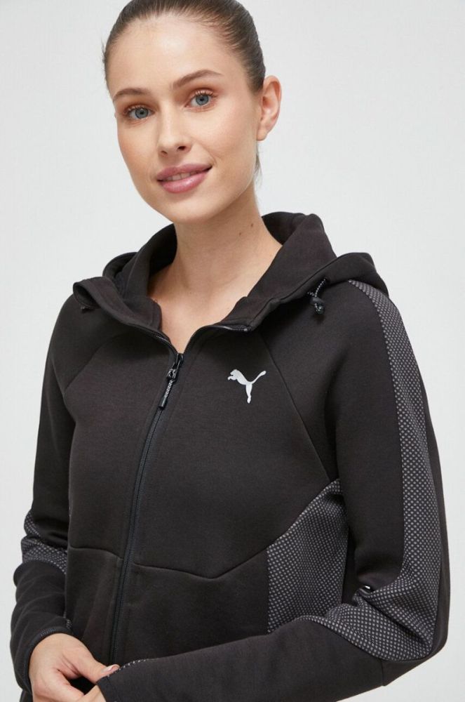 Тренувальна кофта Puma колір чорний з капюшоном візерунок фото 4
