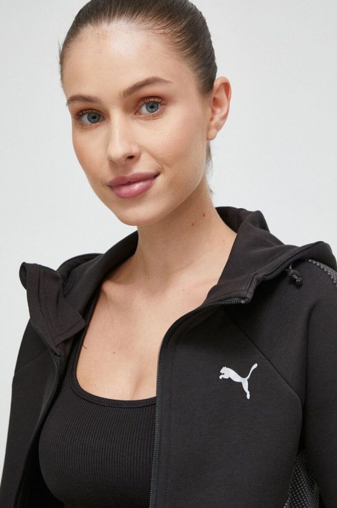Тренувальна кофта Puma колір чорний з капюшоном візерунок фото 5