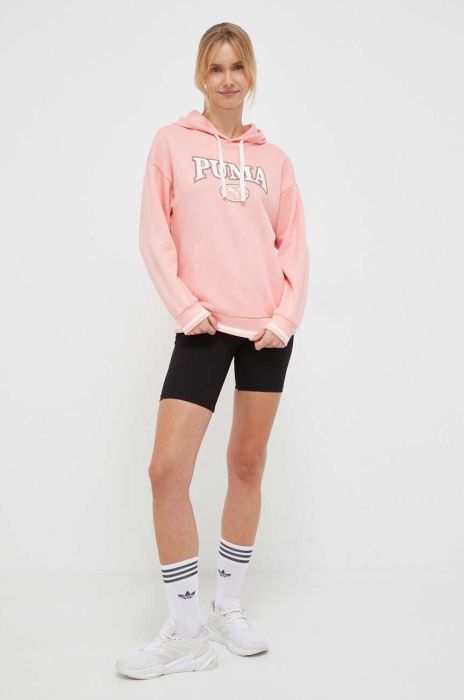 Кофта Puma жіноча колір рожевий з капюшоном з принтом (3441494)