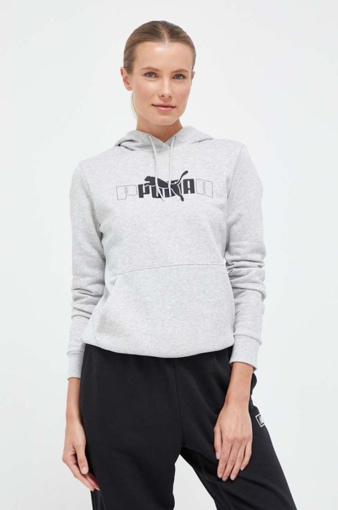 Кофта Puma жіноча колір сірий з капюшоном з принтом (3441502) фото 4