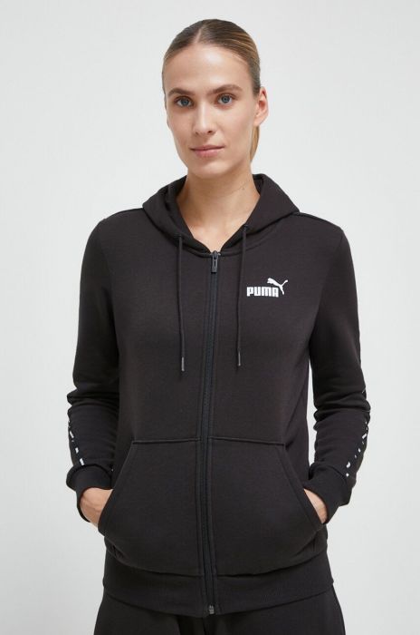 Кофта Puma жіноча колір чорний з капюшоном з принтом (3553532)