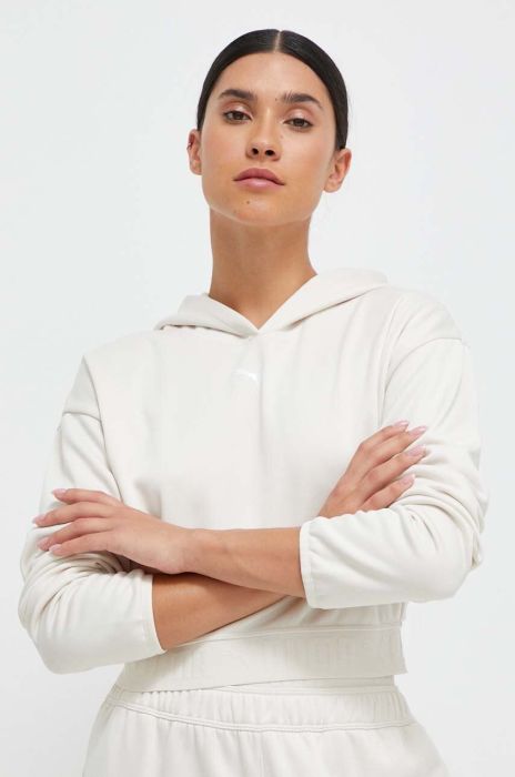 Кофта Puma жіноча колір бежевий з капюшоном однотонна (3632546)