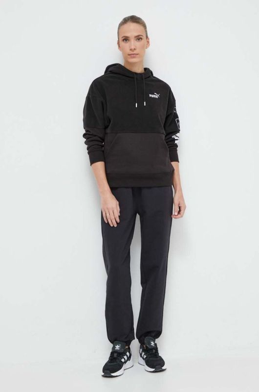 Кофта Puma жіноча колір чорний з капюшоном з принтом (3653450) фото 2
