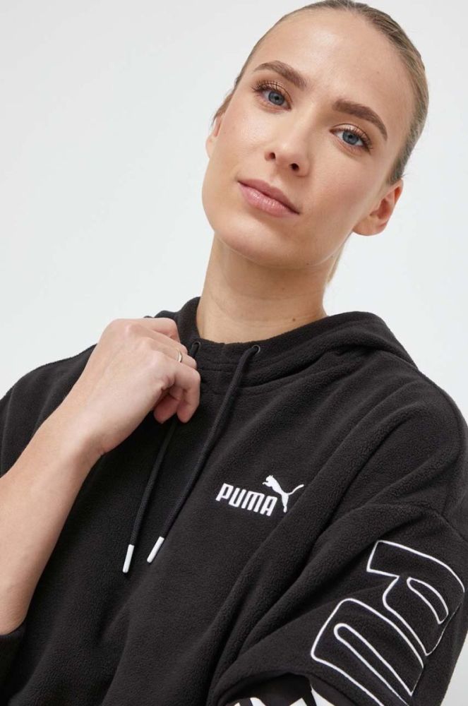 Кофта Puma жіноча колір чорний з капюшоном з принтом (3653450) фото 4