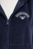 Кофта лаунж Emporio Armani Underwear колір синій з капюшоном з аплікацією