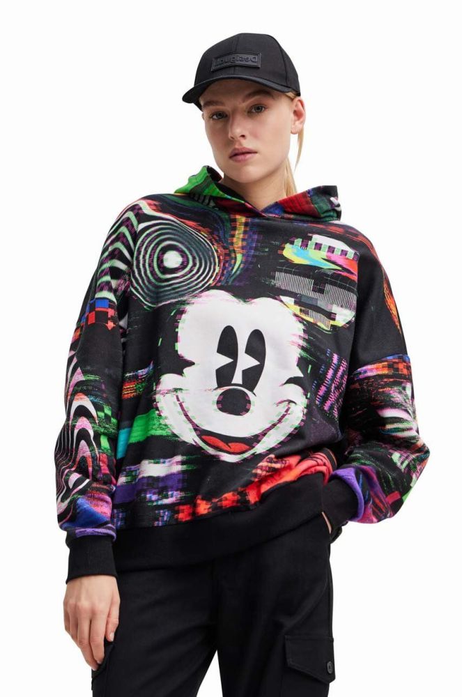 Бавовняна кофта Desigual x Disney жіноча колір чорний візерунок