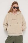 Кофта Karl Kani жіноча колір бежевий з капюшоном однотонна (3566856)