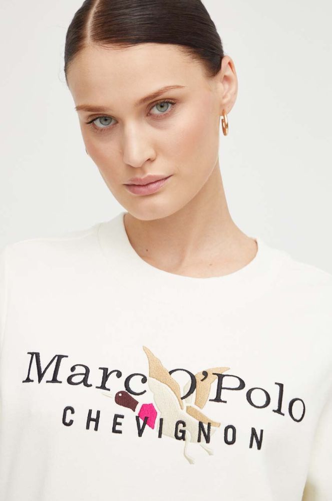 Бавовняна кофта Marc O'Polo x Chevignon жіноча колір бежевий з аплікацією