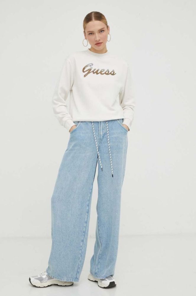 Кофта Guess жіноча колір бежевий з аплікацією (3503662) фото 2