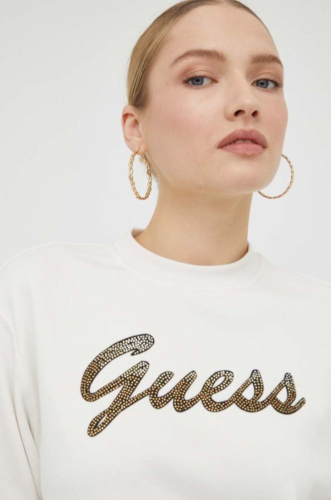Кофта Guess жіноча колір бежевий з аплікацією (3503662) фото 4