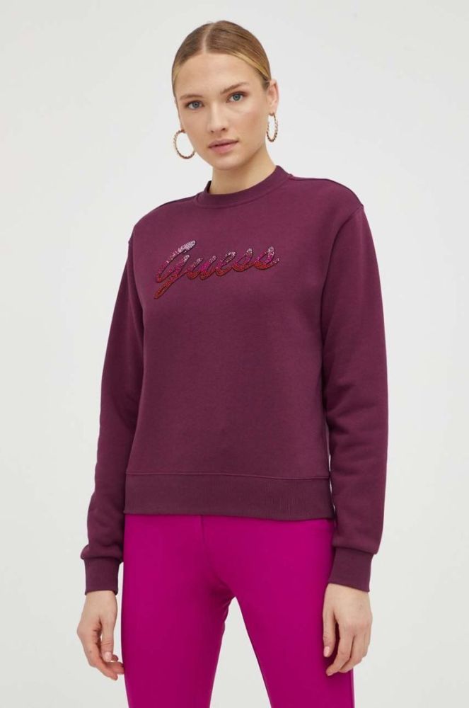 Кофта Guess жіноча колір фіолетовий з аплікацією (3503652) фото 4
