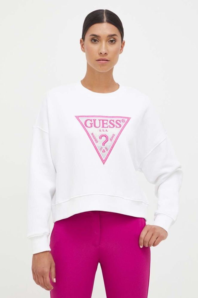 Кофта Guess жіноча колір білий з аплікацією (3503697)