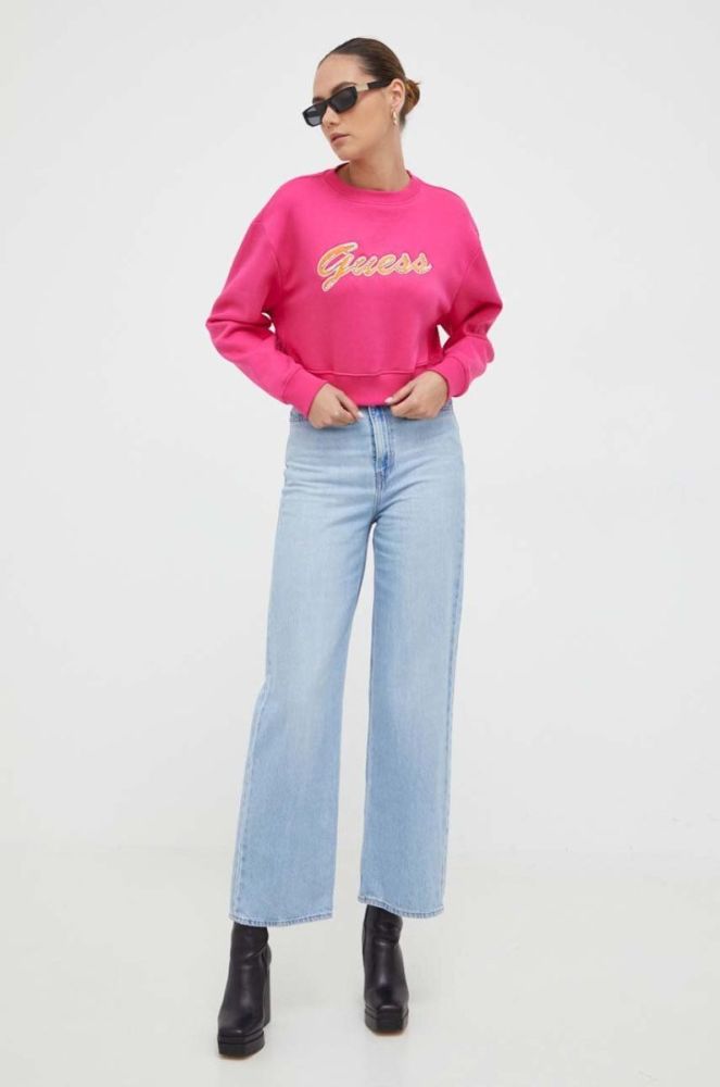 Кофта Guess жіноча колір рожевий з аплікацією (3605395) фото 2