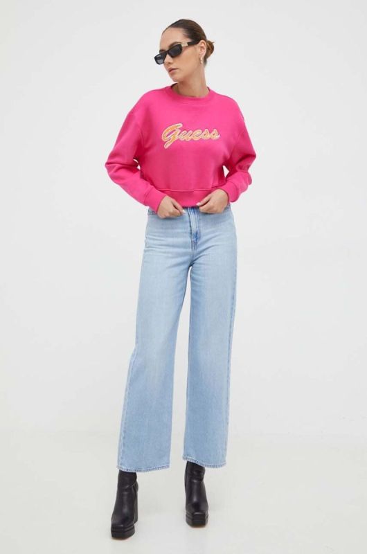 Кофта Guess жіноча колір рожевий з аплікацією (3605395) фото 2