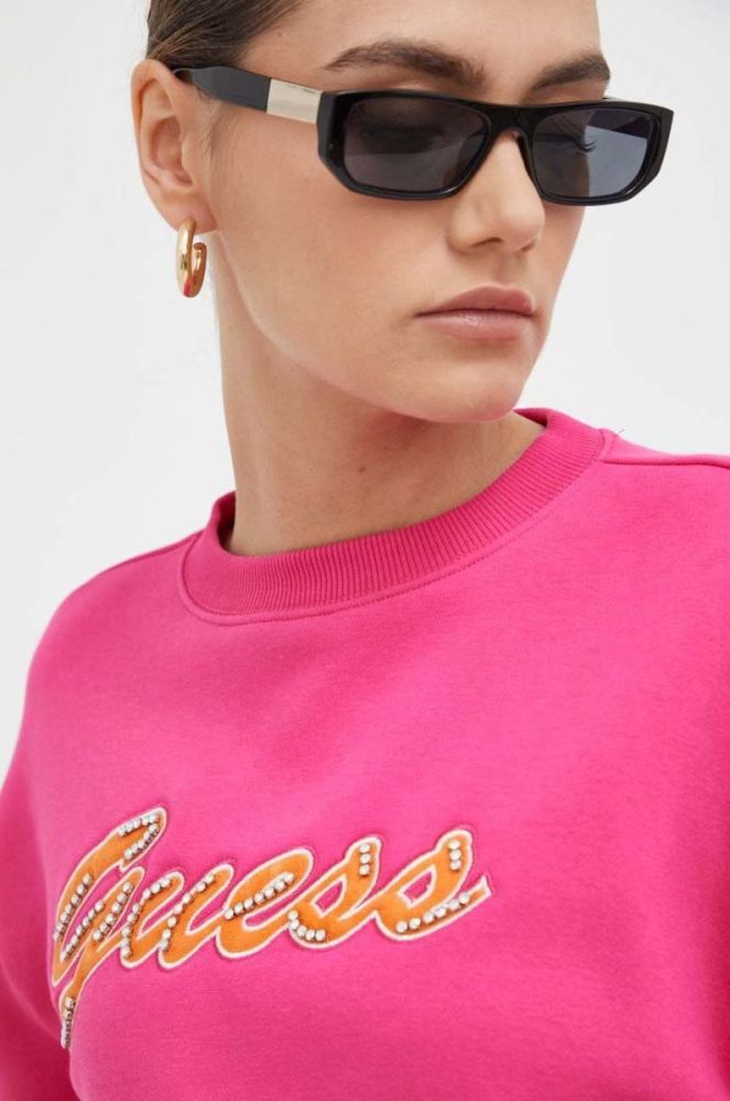 Кофта Guess жіноча колір рожевий з аплікацією (3605395) фото 4