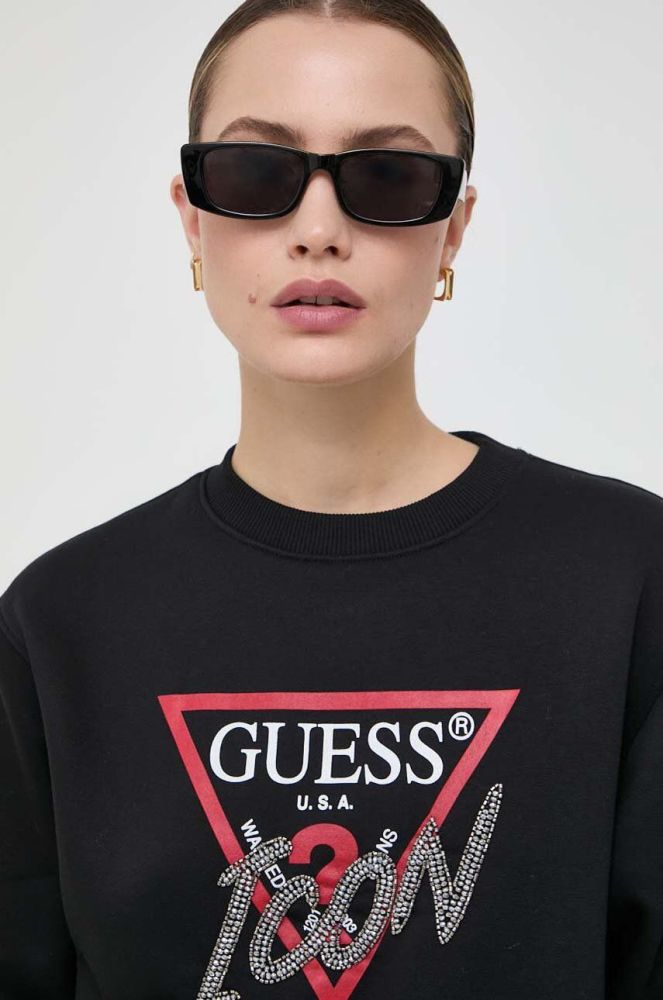 Кофта Guess жіноча колір чорний з аплікацією (3656641)