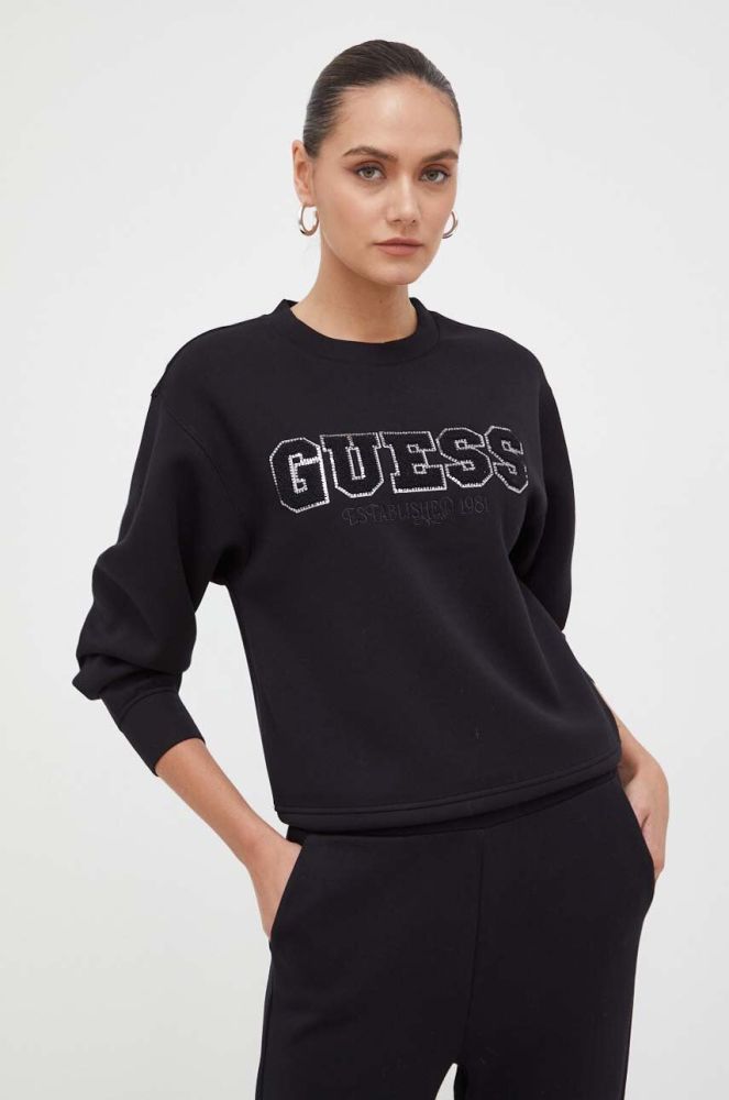 Кофта Guess жіноча колір чорний з аплікацією (3613384)