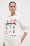 Кофта Guess x Brandalised жіноча колір жовтий з капюшоном візерунок