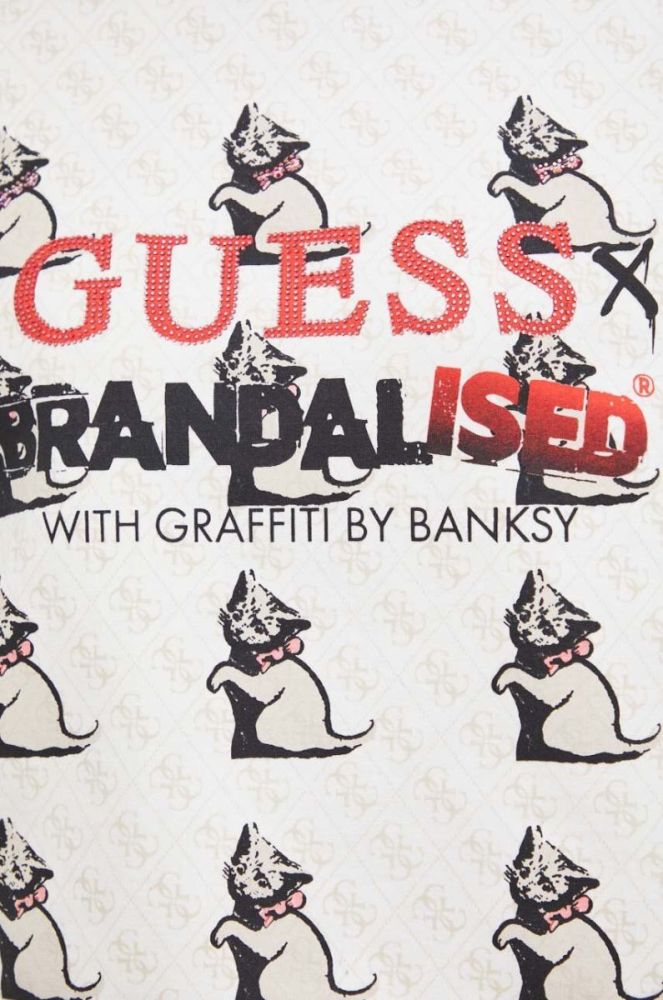 Кофта Guess x Brandalised жіноча колір жовтий з капюшоном візерунок фото 5