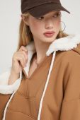 Кофта UGG жіноча колір коричневий з капюшоном меланж