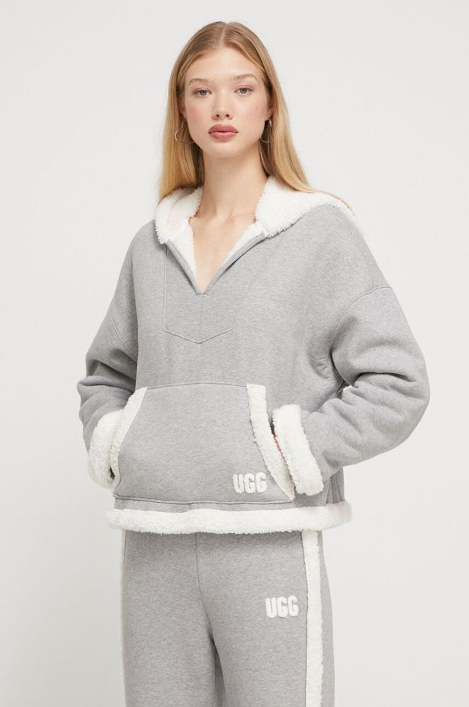 Кофта UGG жіноча колір сірий з капюшоном меланж