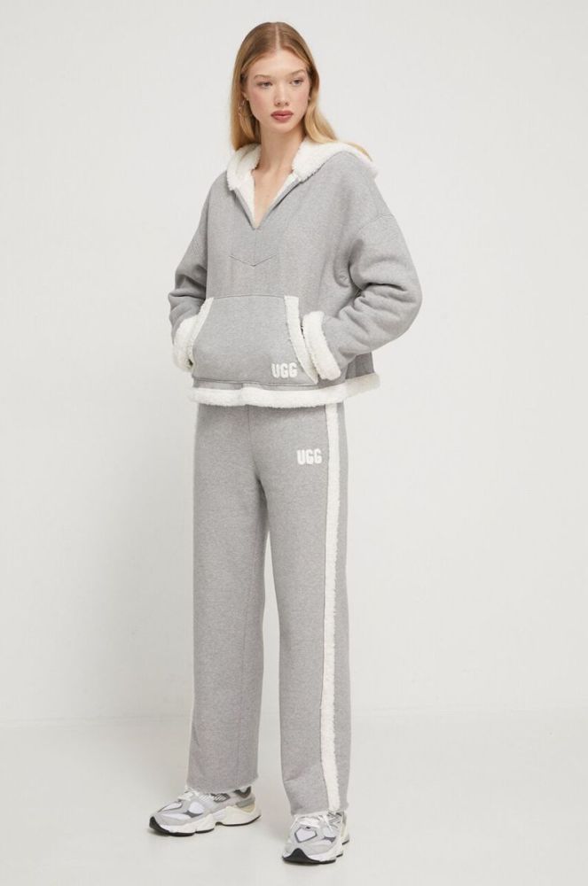 Кофта UGG жіноча колір сірий з капюшоном меланж фото 2