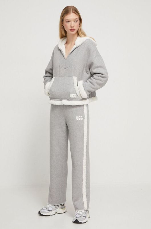 Кофта UGG жіноча колір сірий з капюшоном меланж фото 2