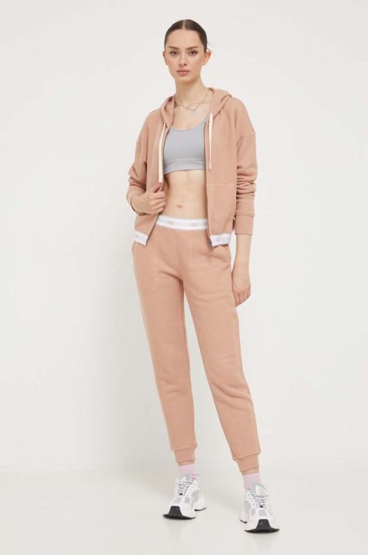 Кофта UGG жіноча колір рожевий з капюшоном однотонна фото 2