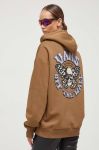 Кофта Vans жіноча колір коричневий з капюшоном з принтом (3488881)